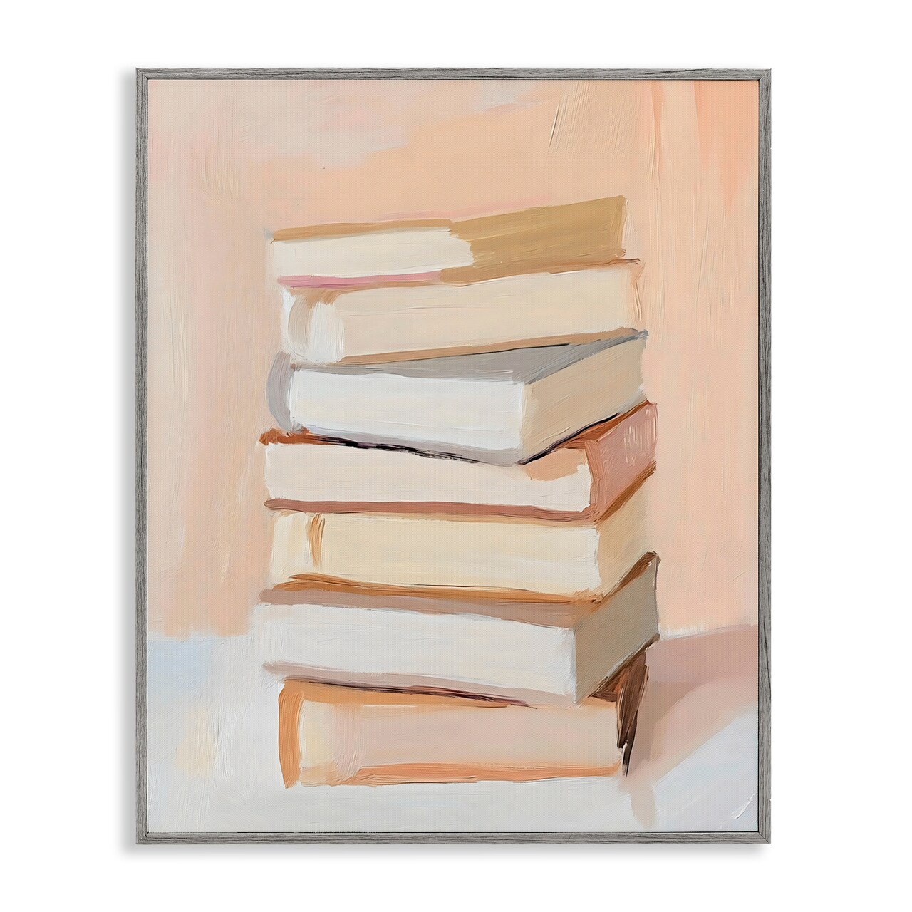Stupell Industries Book Stack Soft Orange Framed Giclee, design by LSR Design Studio